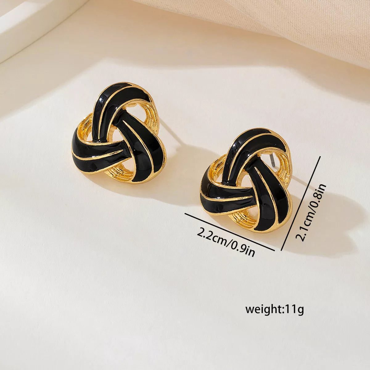 Twisted Knot Geometric Stud Earrings - alternate earring view