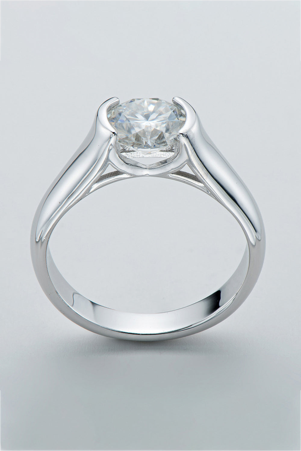 Looking Good 2 Carat Moissanite Platinum-Plated Ring in Silver - women's ring