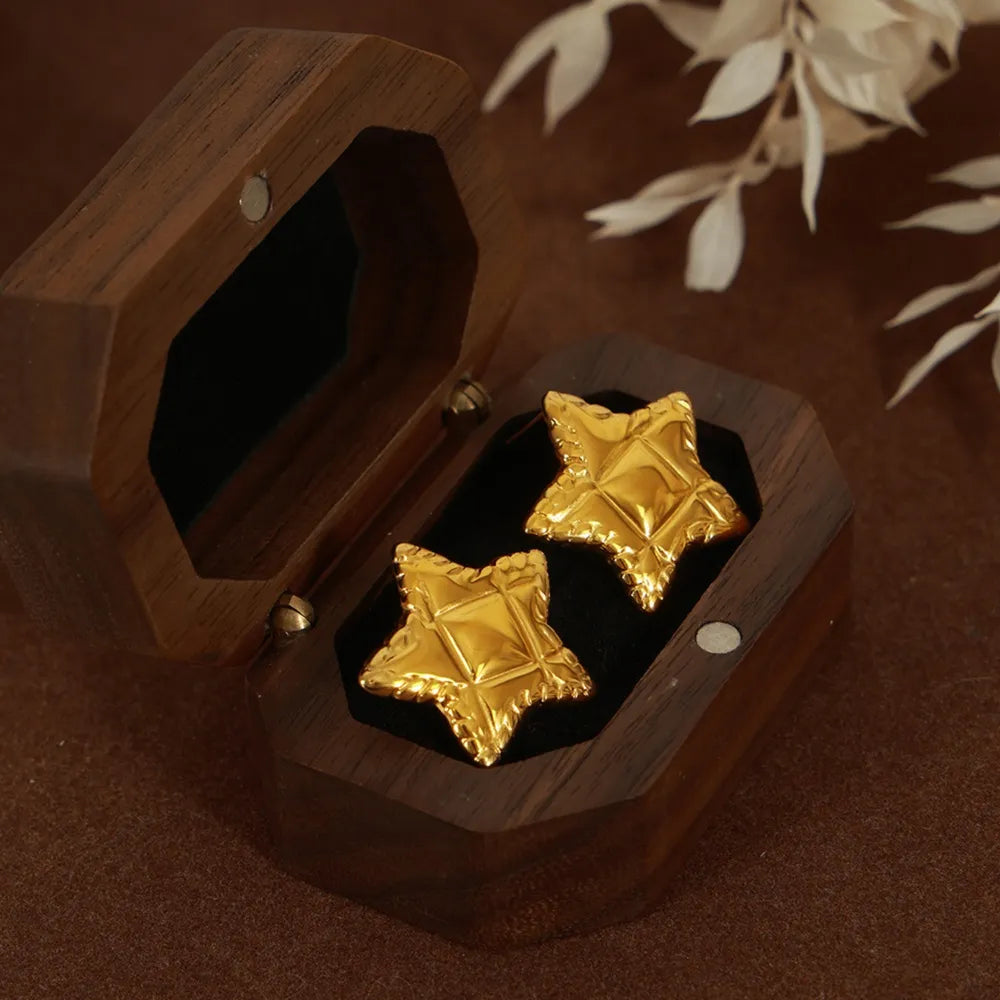 Titanium Steel Star Stud Earrings in Silver - women's stud earrings