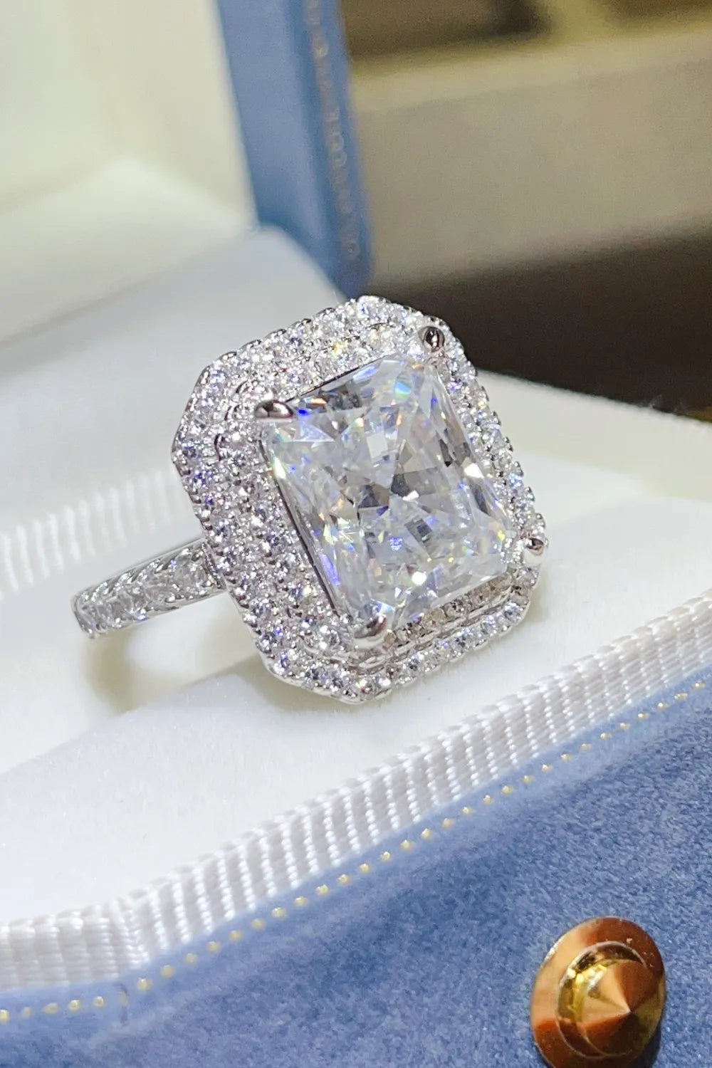 2 Carat Moissanite Sterling Silver Ring in Silver - women's ring
