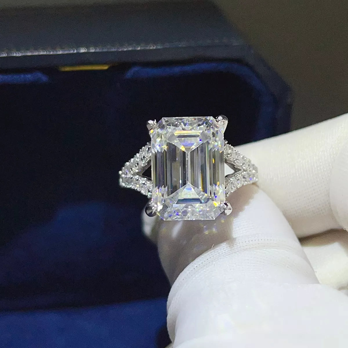 10 Carat Sterling Silver Moissanite Ring - alternate ring view