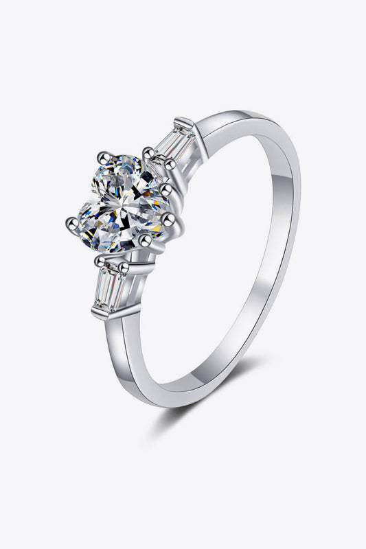 1.2 Carat Moissanite Heart Ring in Silver - women's ring