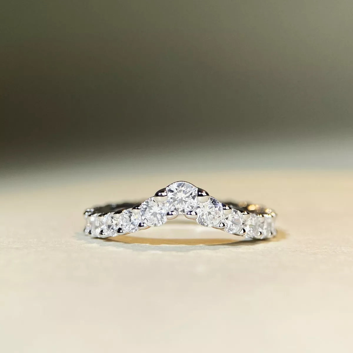 Sterling Silver Zircon V-Shaped Ring - alternate ring view