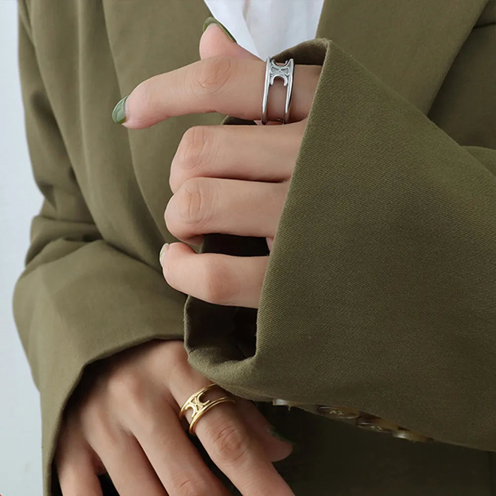 Titanium Steel Double-Layered Ring - alternate ring view