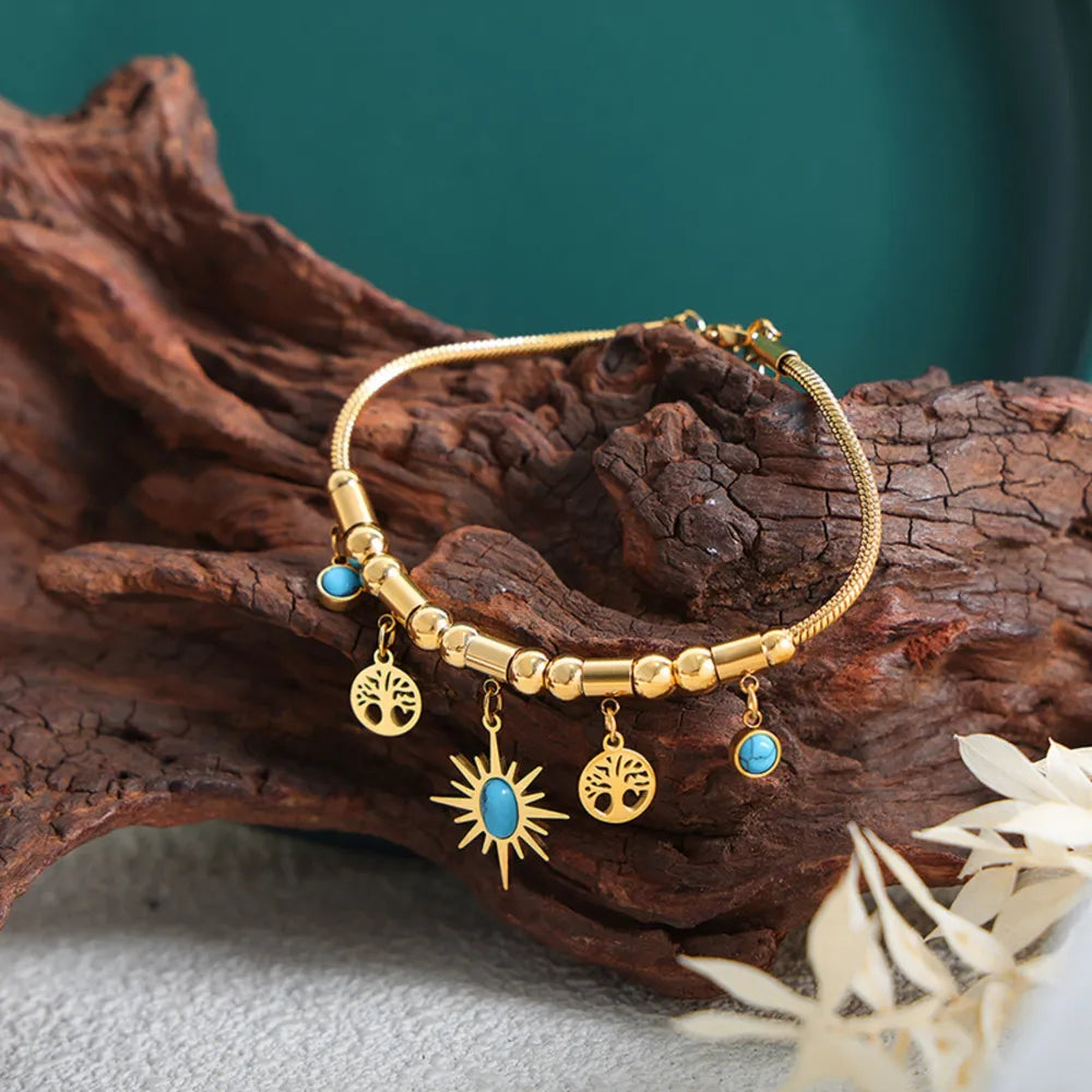 Gold-Plated Titanium Steel Charm Bracelet in Gold - women's charm bracelet