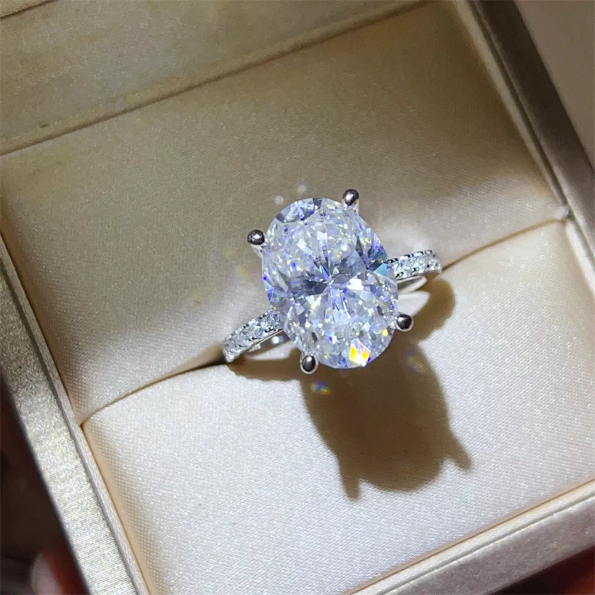 8 Carat Moissanite Sterling Silver Ring in Silver - women's ring
