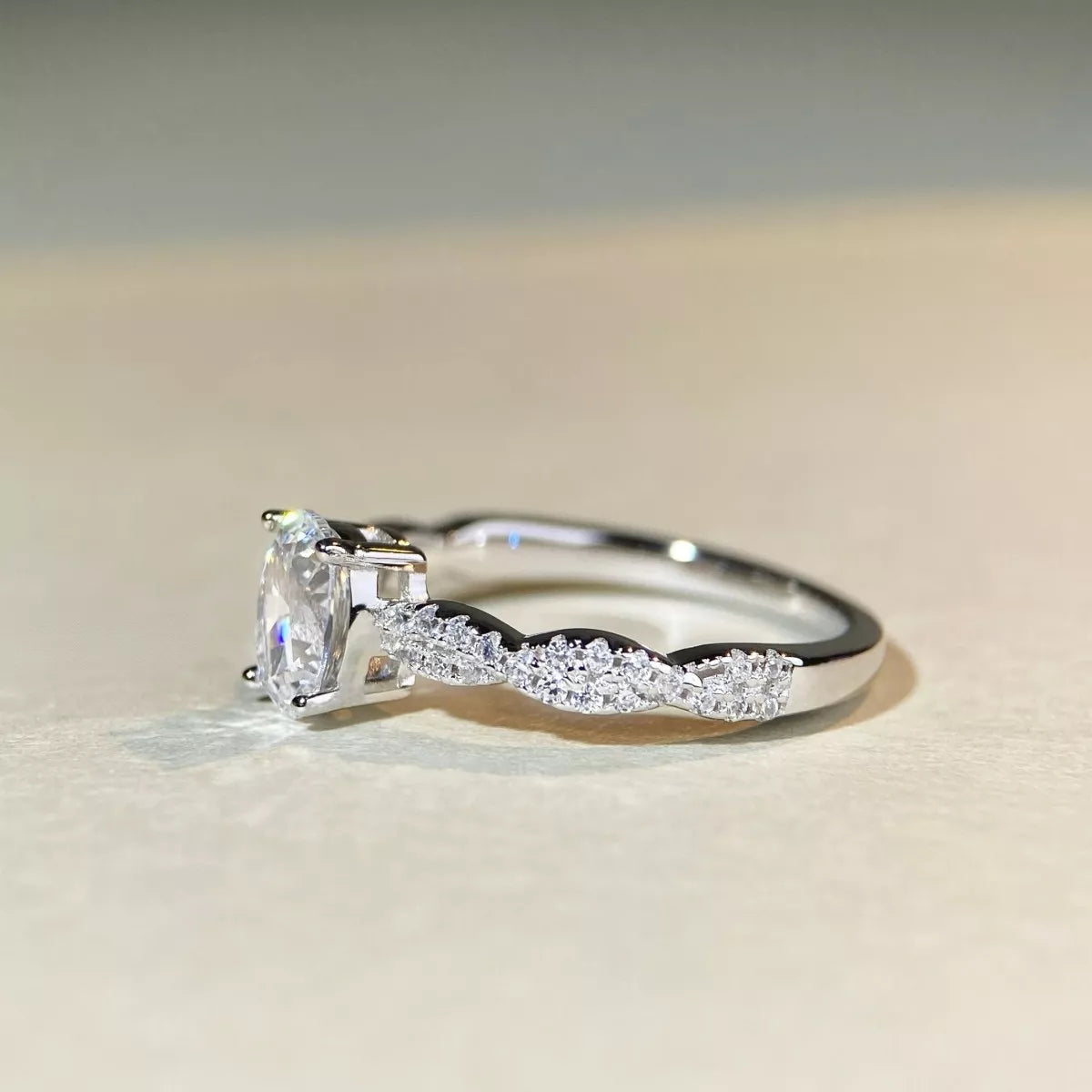 Cultivating High-Carbon Diamond Sterling Silver Oval Ring in Silver - women's ring