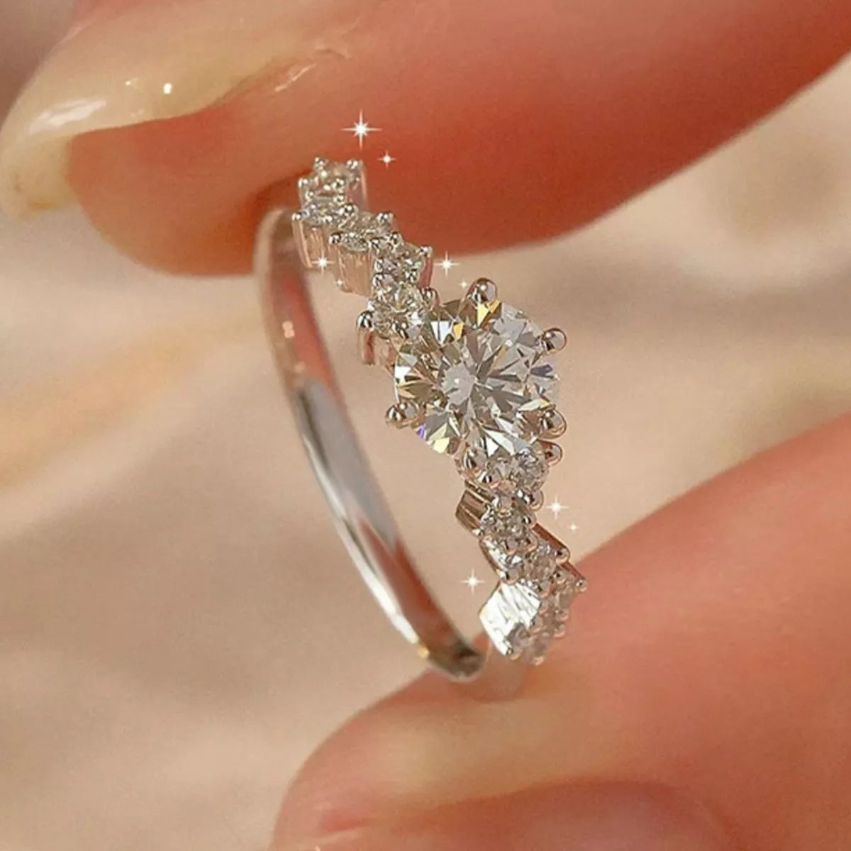 1 Carat Sterling Silver Moissanite Ring - alternate ring view
