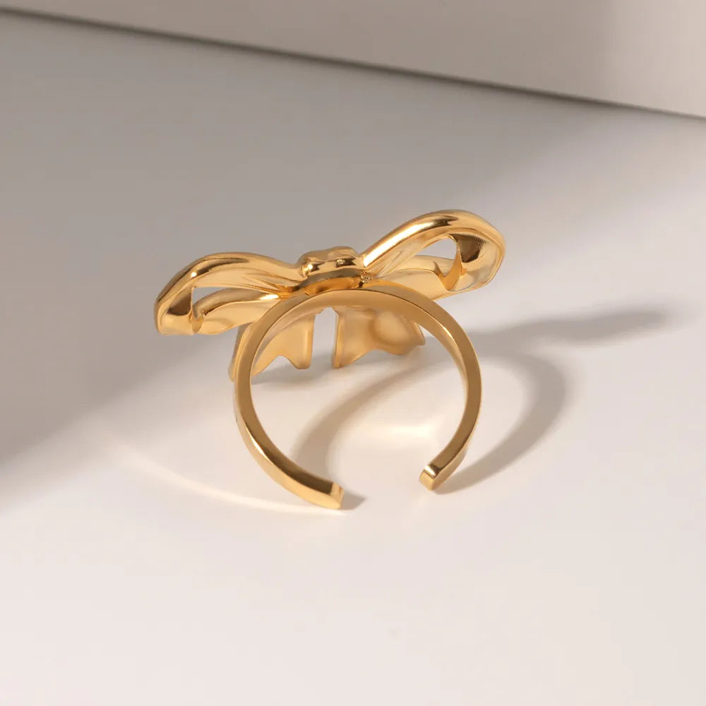 18K Gold-Plated Stainless Steel Bow Ring - alternate ring view