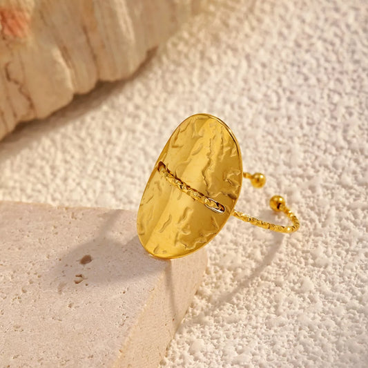Hammered Disc Open Ring - alternate ring view