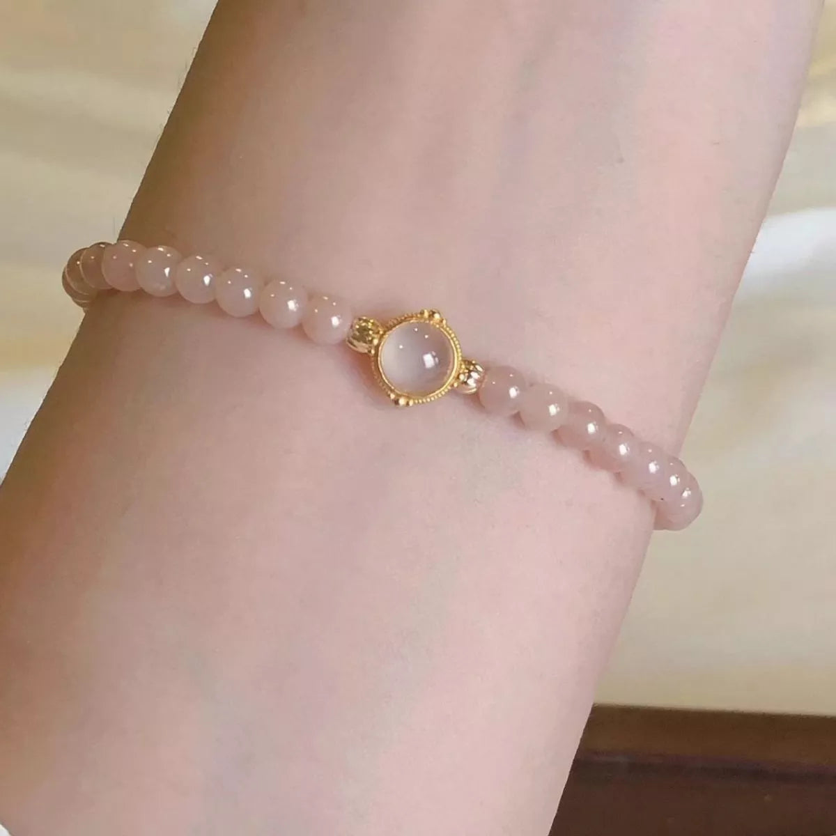 18K Gold-Plated Moonstone Bead Bracelet - alternate jewelry view