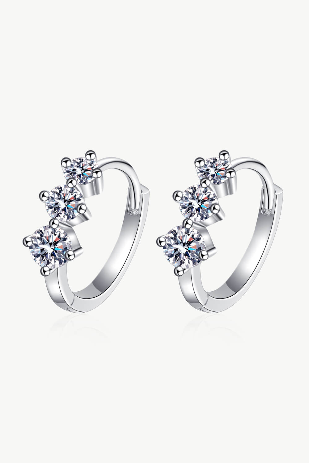 Sterling Silver Moissanite Huggie Earrings in Silver - women's huggie earrings
