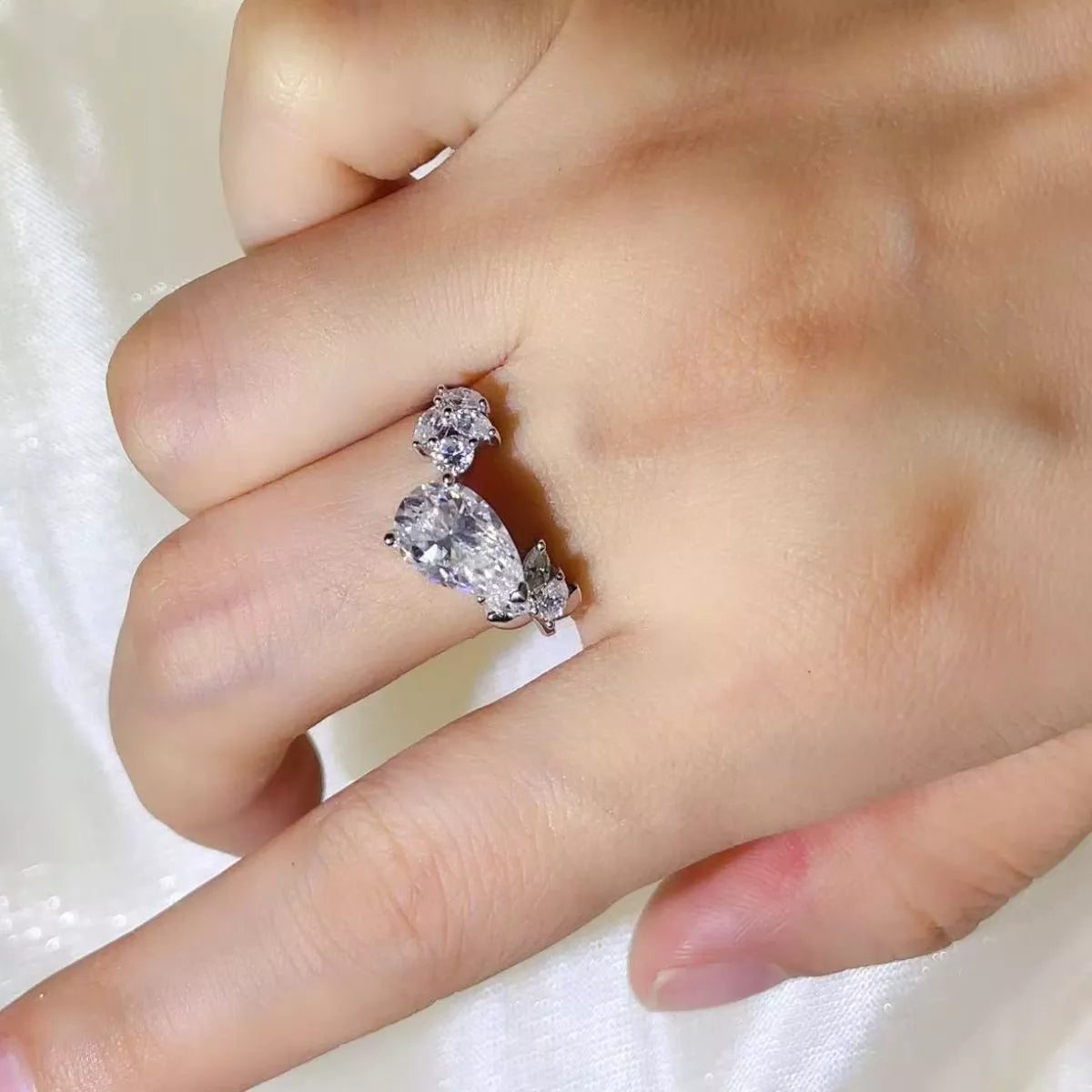 3 Carat Moissanite Sterling Silver Ring in Silver - women's ring