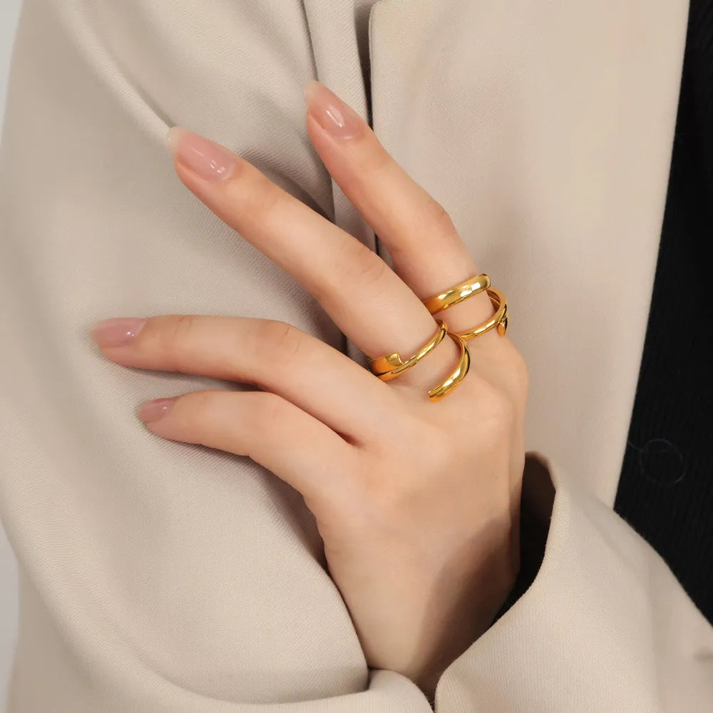 Titanium Steel Layered Wrap Ring in Gold - women's ring