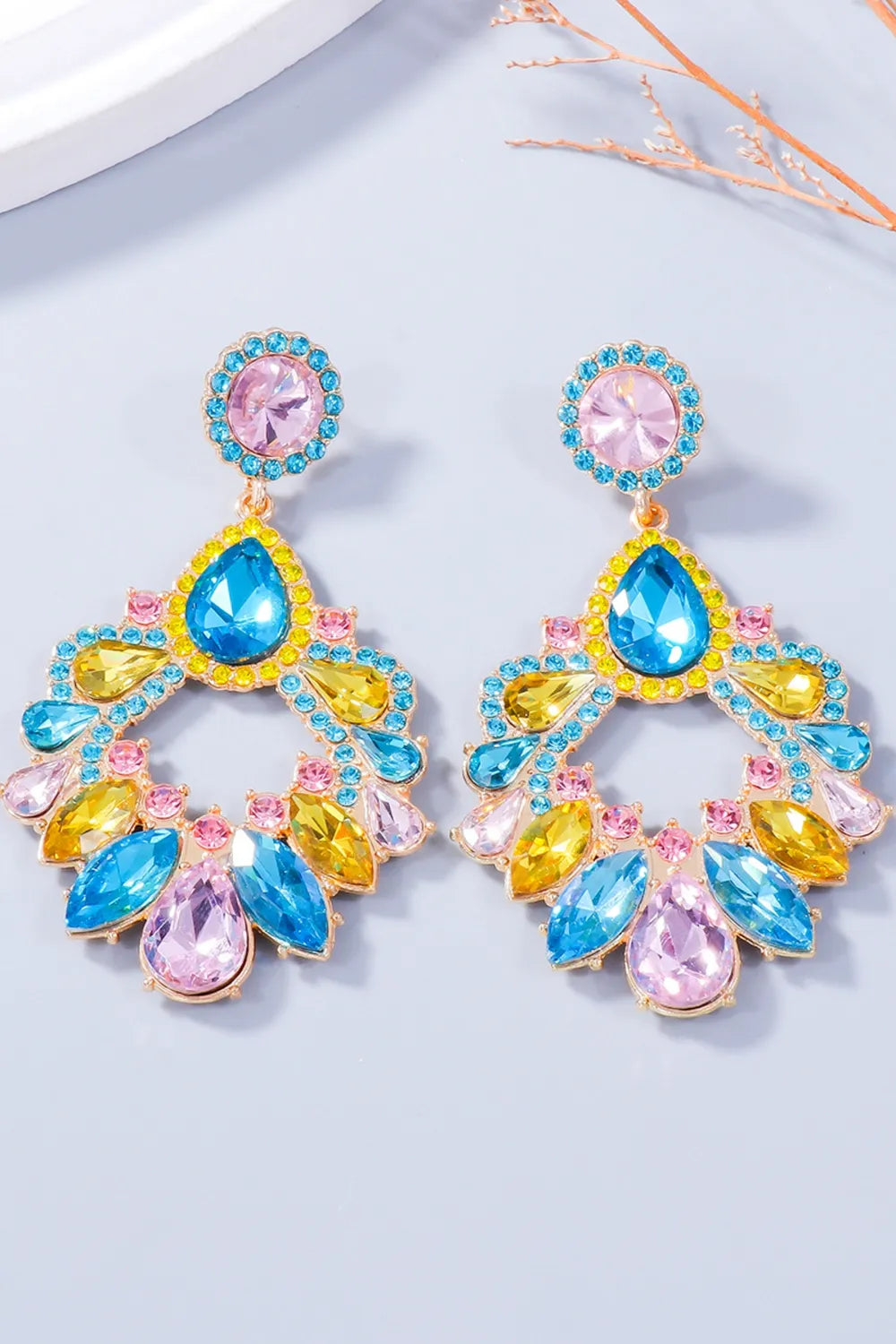 Alloy Rhinestone Dangle Earrings - alternate earring view