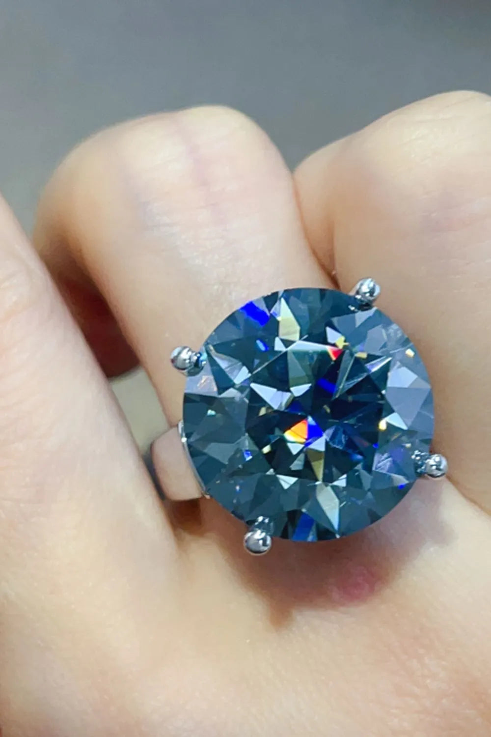 20 Carat Moissanite Sterling Silver Ring in Royal Blue - women's ring