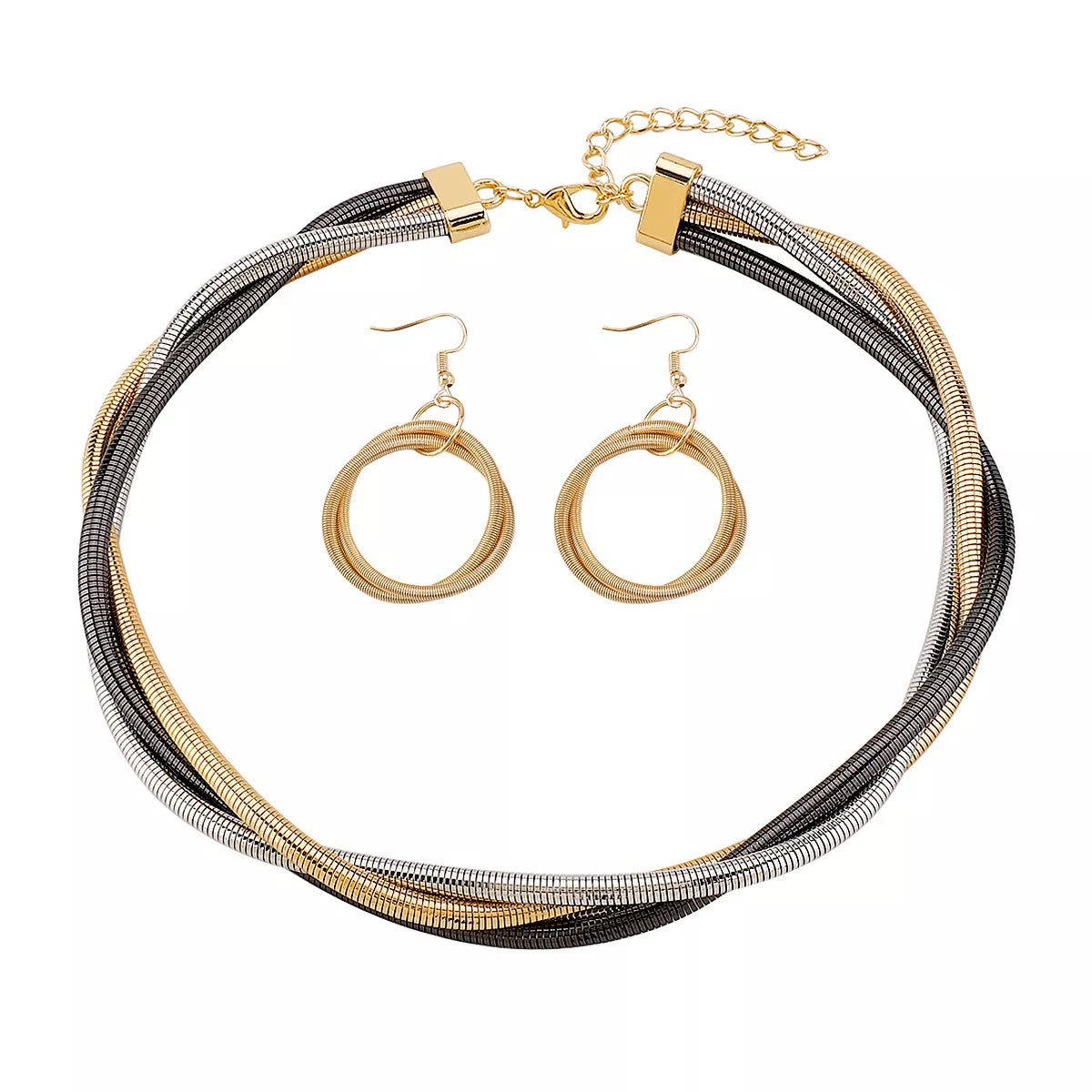 Multi-Layered Earrings and Necklace Set - alternate necklace view