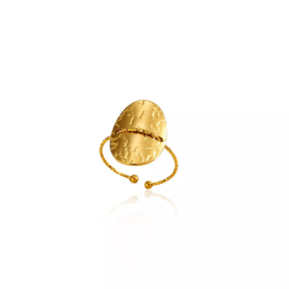 Hammered Disc Open Ring - alternate ring view