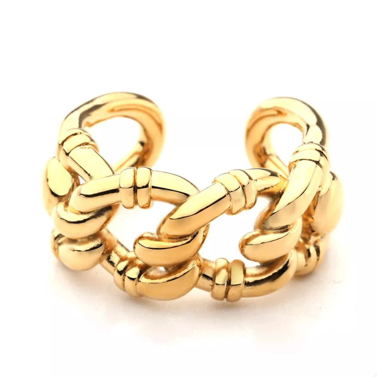 18K Gold-Plated Chain Link Open Ring in Gold - women's open ring