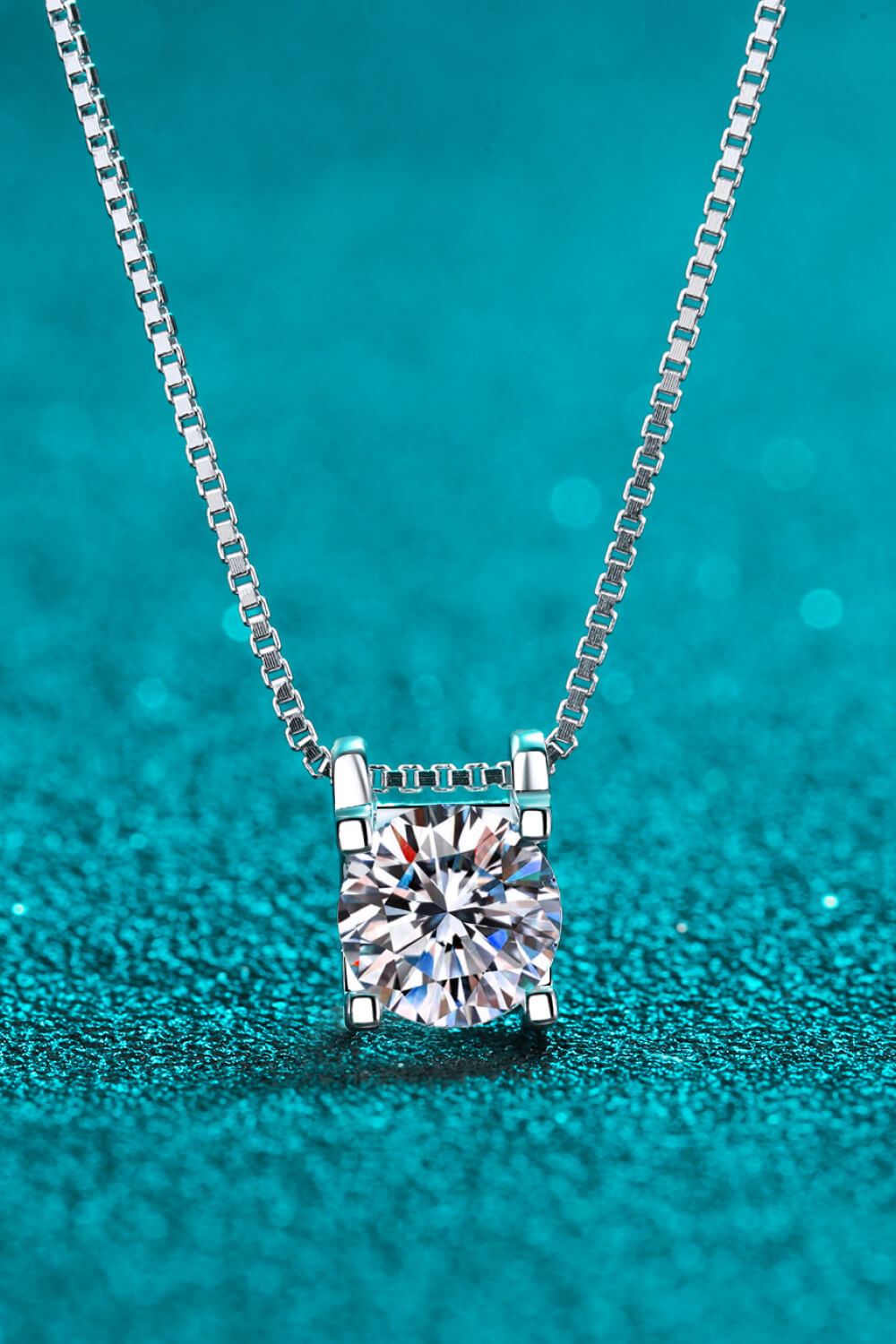 1 Carat Moissanite Sterling Silver Chain Necklace in Silver - women's chain necklace