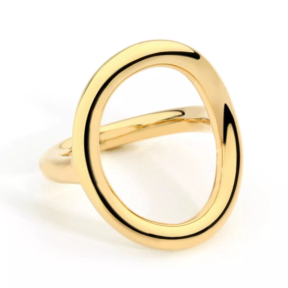 18K Gold-Plated Copper Round Ring in Gold - women's ring