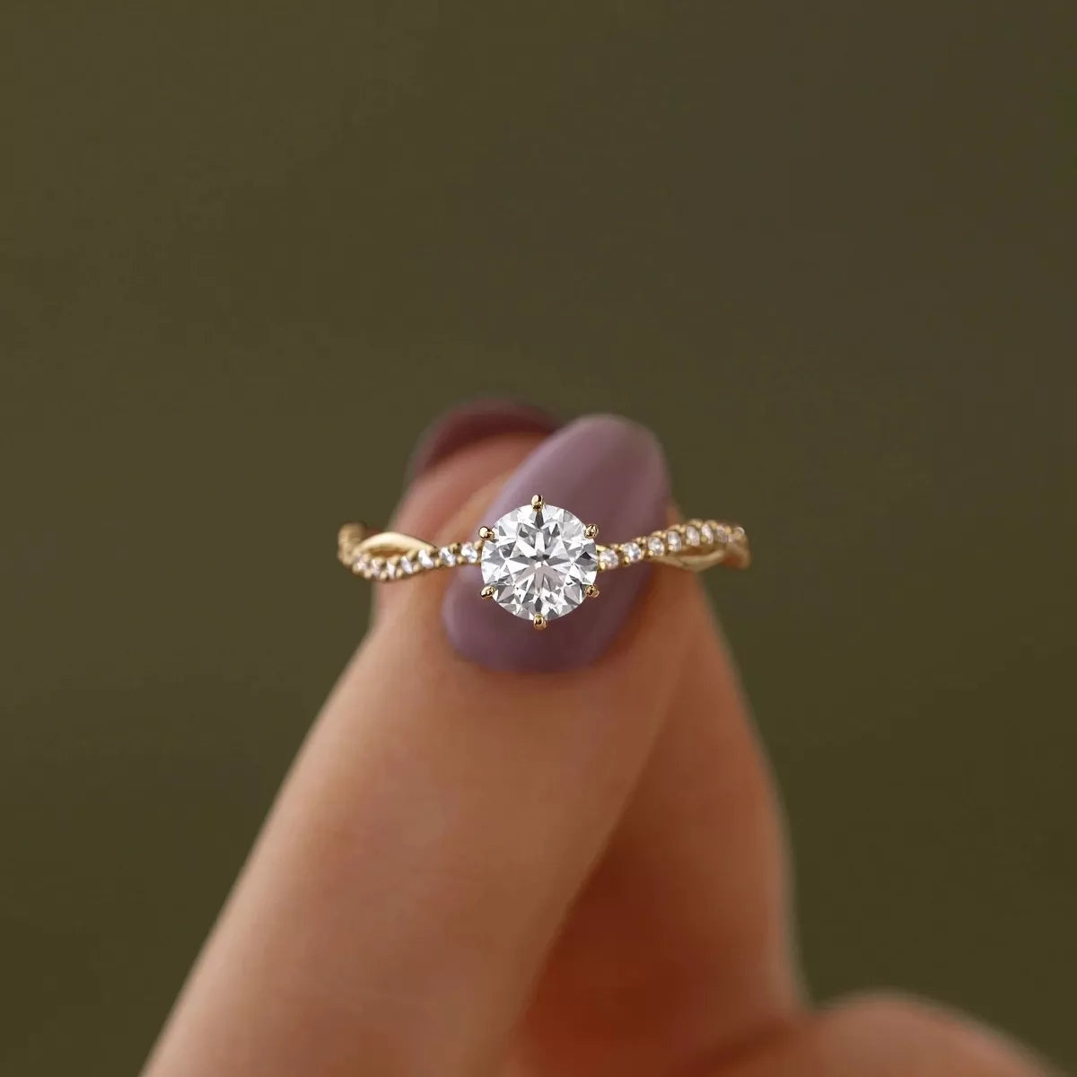 Sterling Silver Zircon Ring in Gold - women's ring