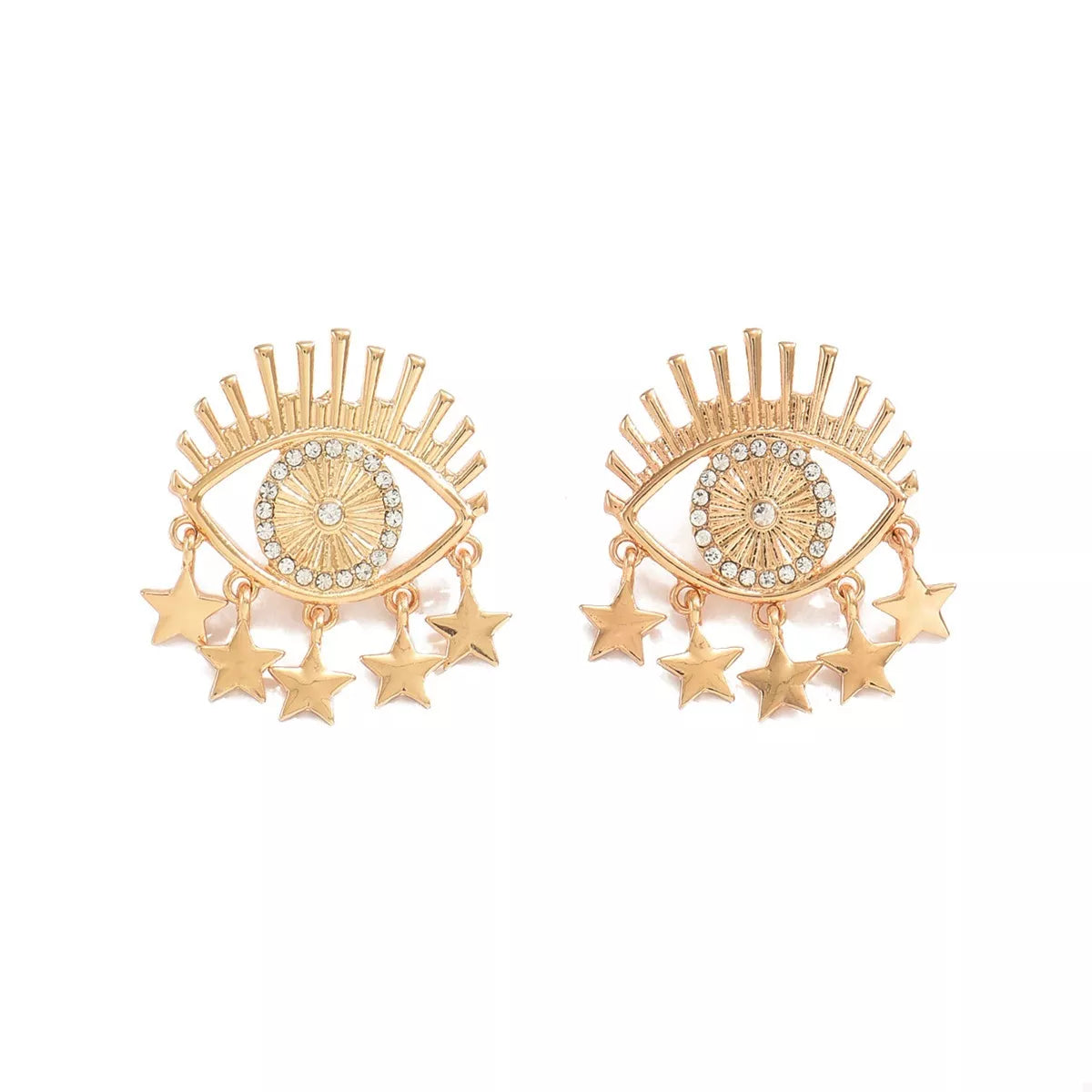 18K Gold-Plated Evil Eye Star Earrings - alternate earring view
