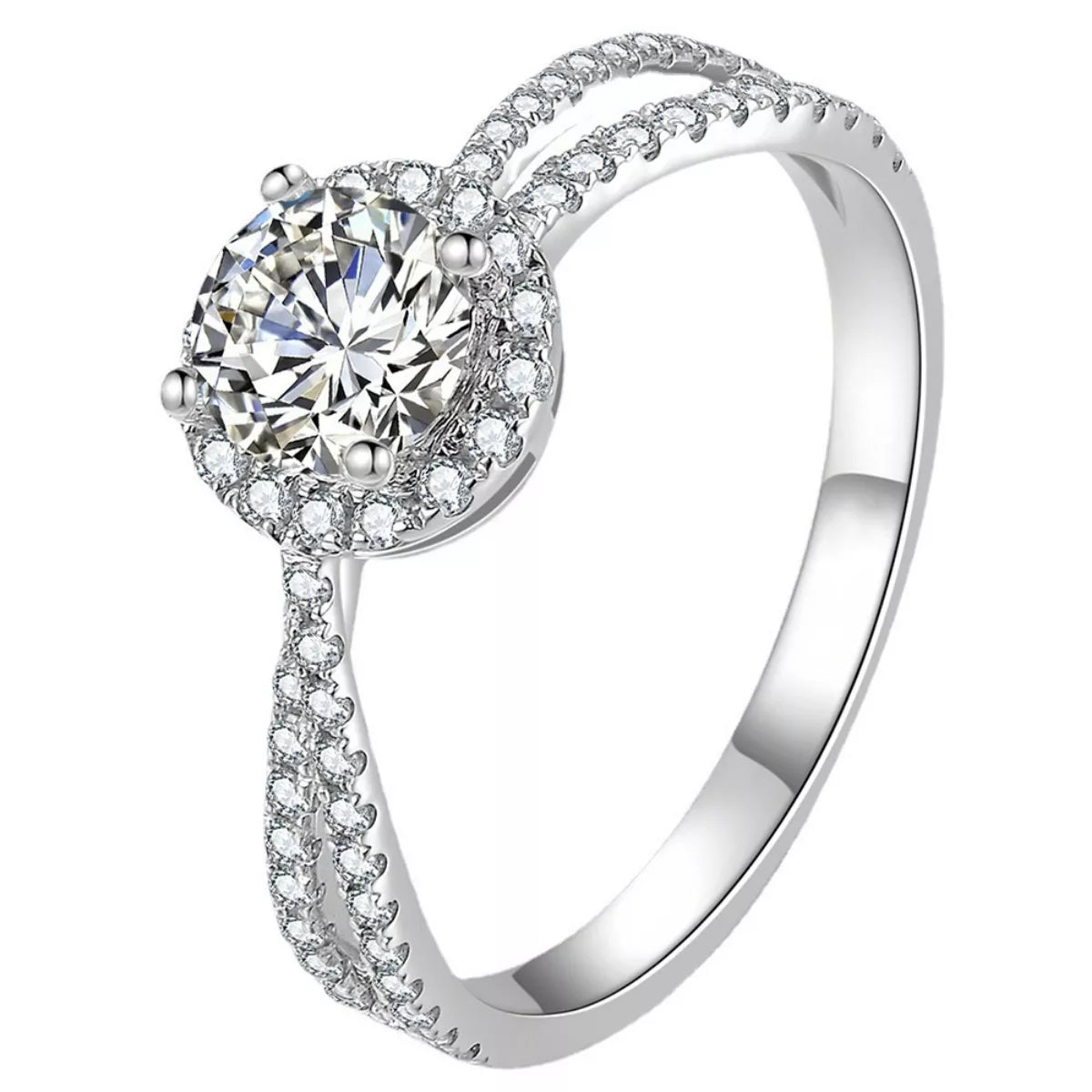 1 Carat Sterling Silver Moissanite Ring - alternate ring view