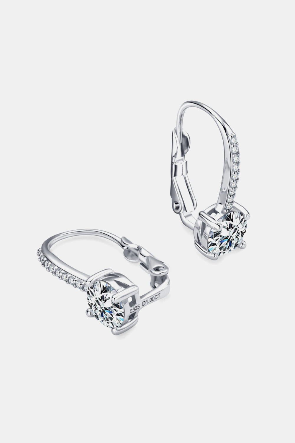 2 Carat Moissanite Sterling Silver Earrings - alternate earring view