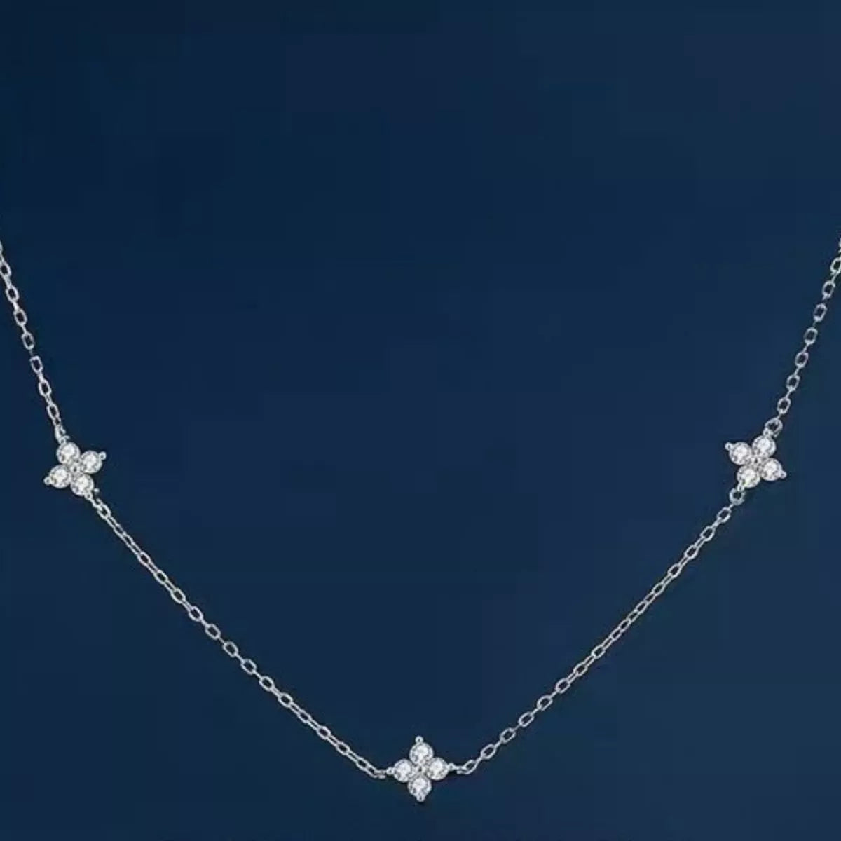 Sterling Silver Clover Charm Necklace - alternate necklace view