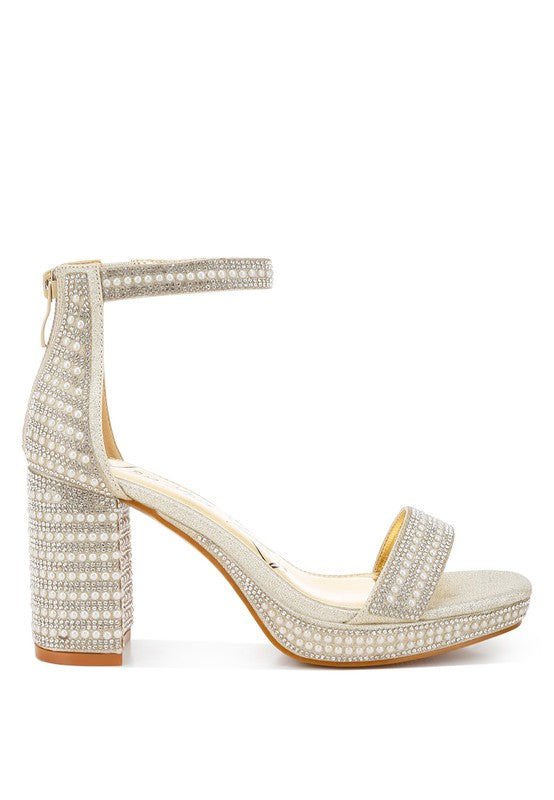 Pearl Embellished Sandals A