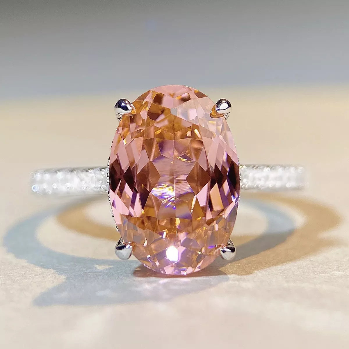 Sterling Silver Zircon Oval Ring - alternate ring view