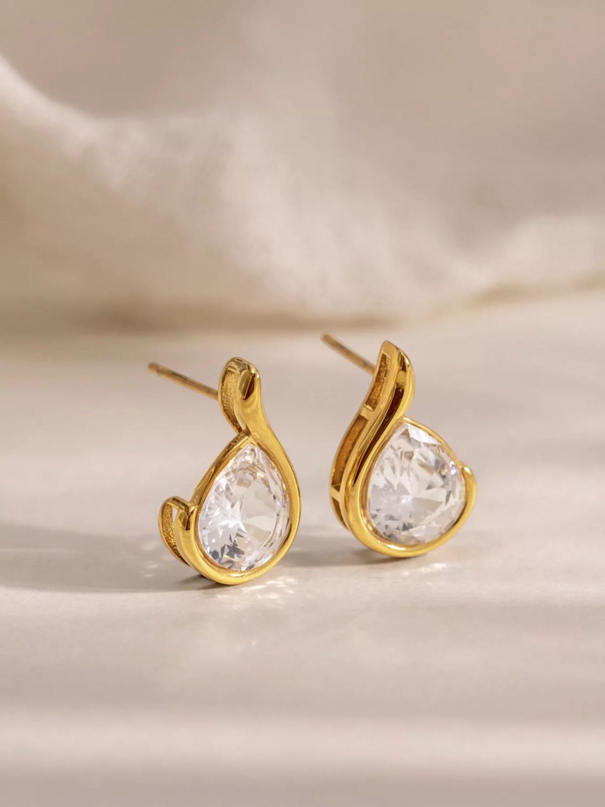 Teardrop Stud Earrings - alternate earring view