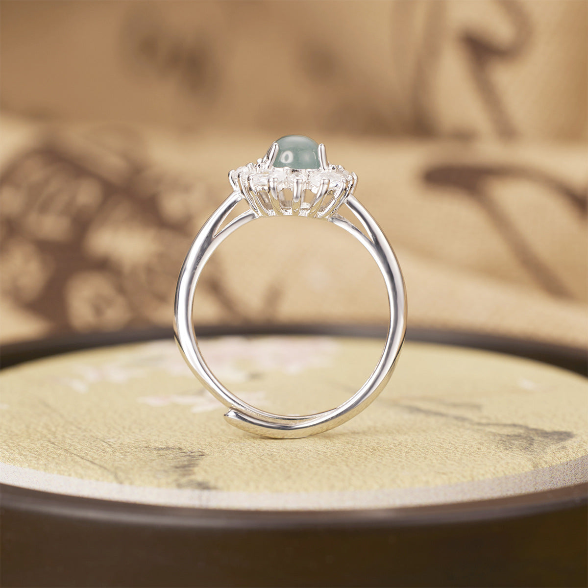Sterling Silver Jadeite Ring - alternate ring view