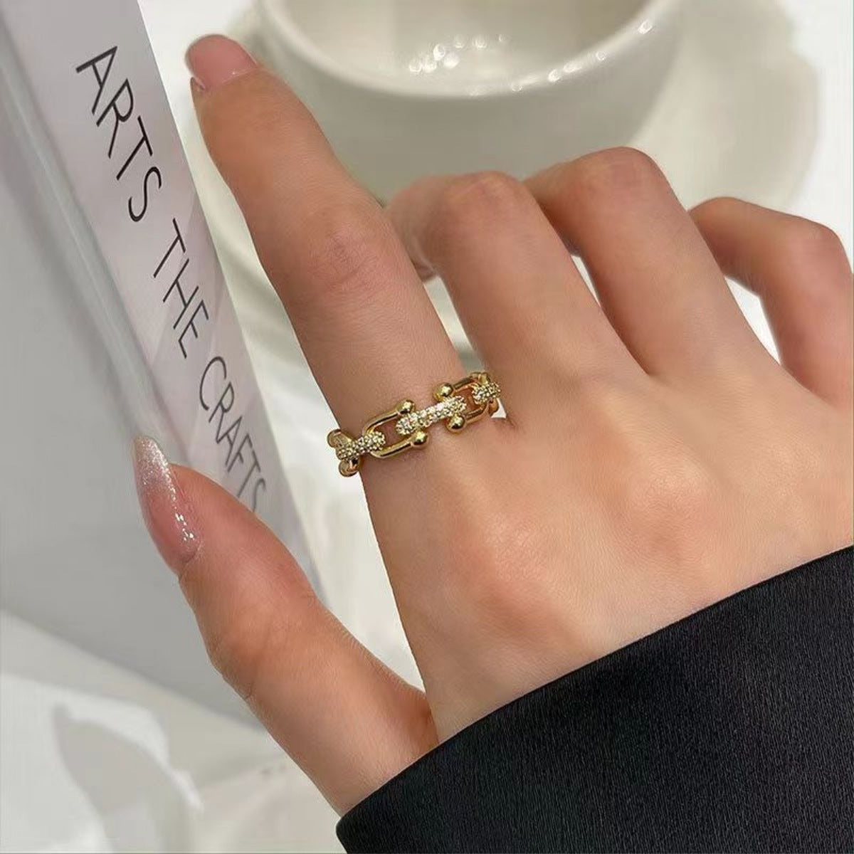 Sterling Silver Open Ring in White Gold - women's open ring
