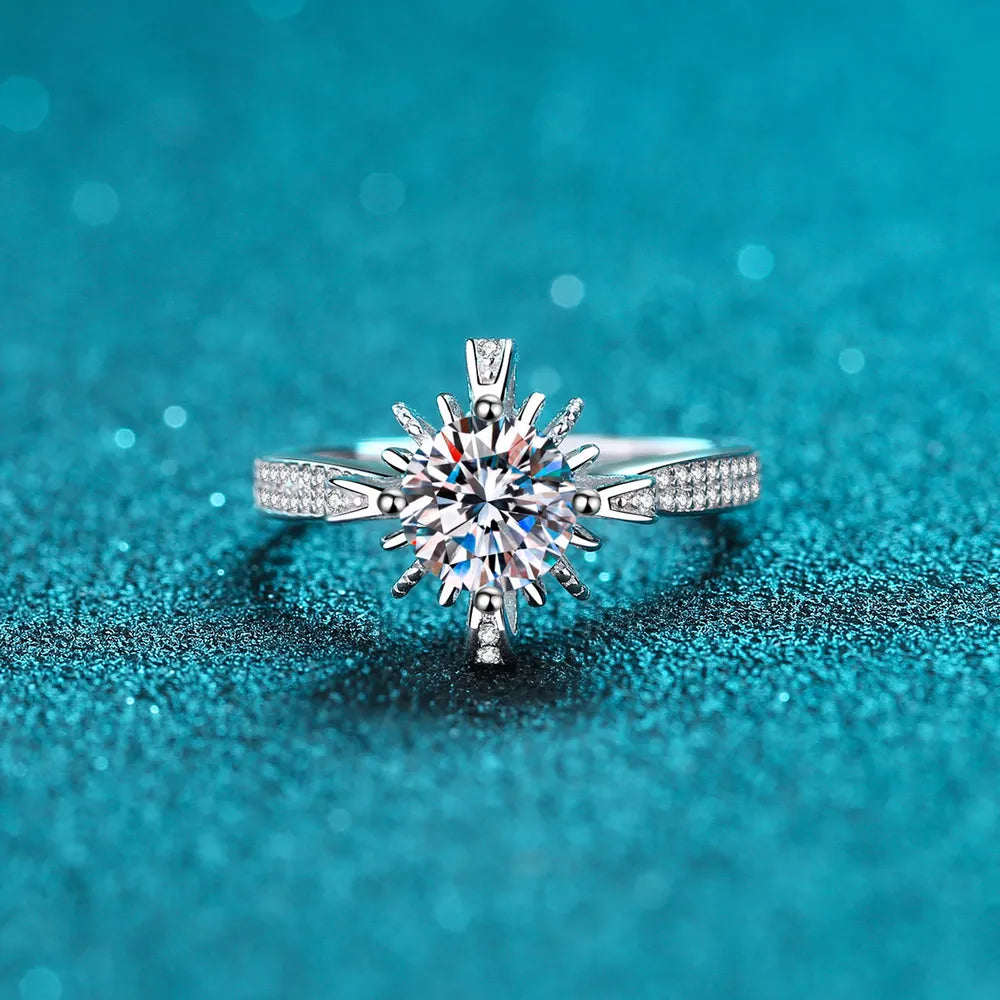 1 Carat Moissanite Sterling Silver Ring in Silver - women's ring