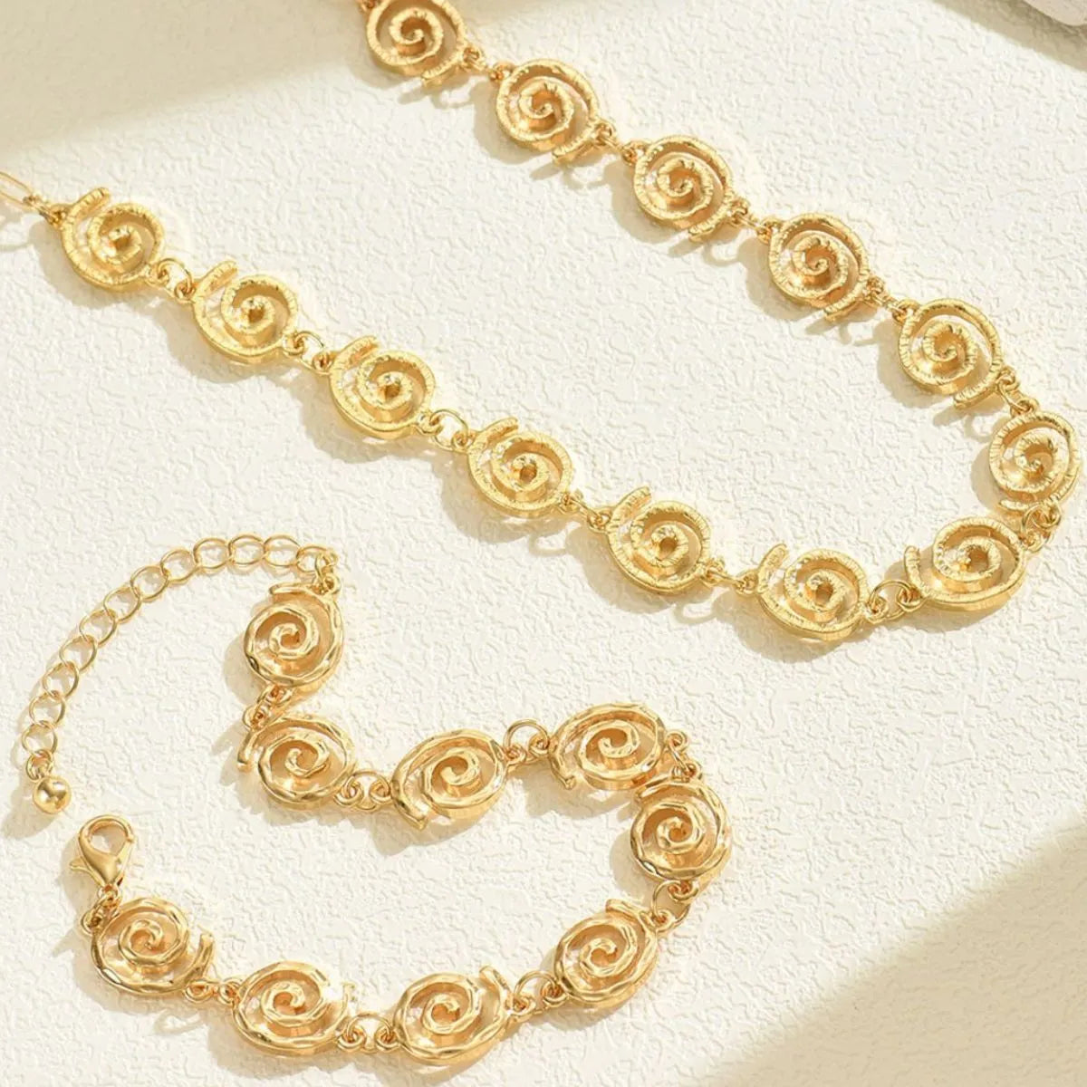 18K Gold-Plated Spiral Neclace and Bracelet Set - alternate jewelry view