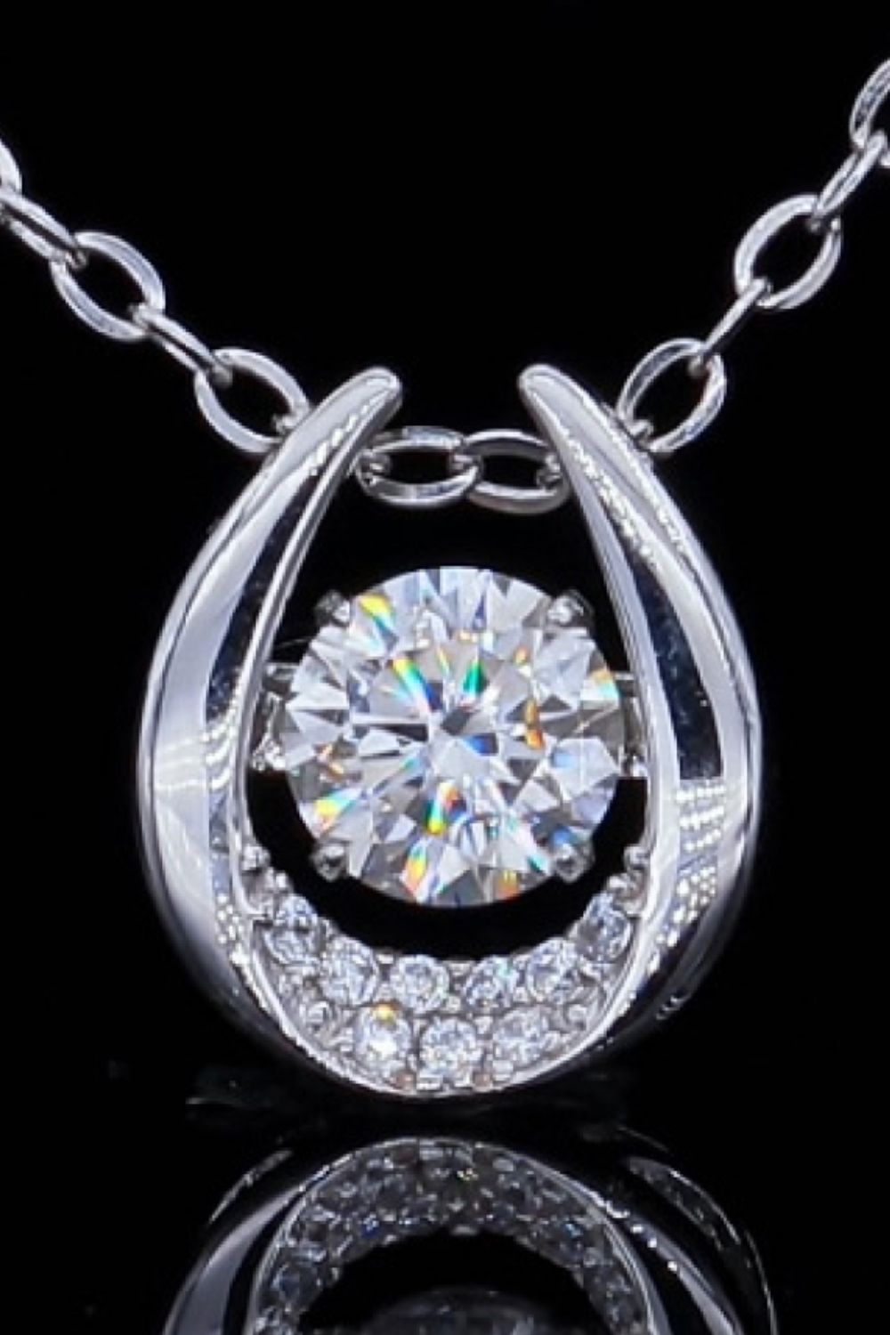 Moissanite Zircon Pendant Necklace - alternate necklace view