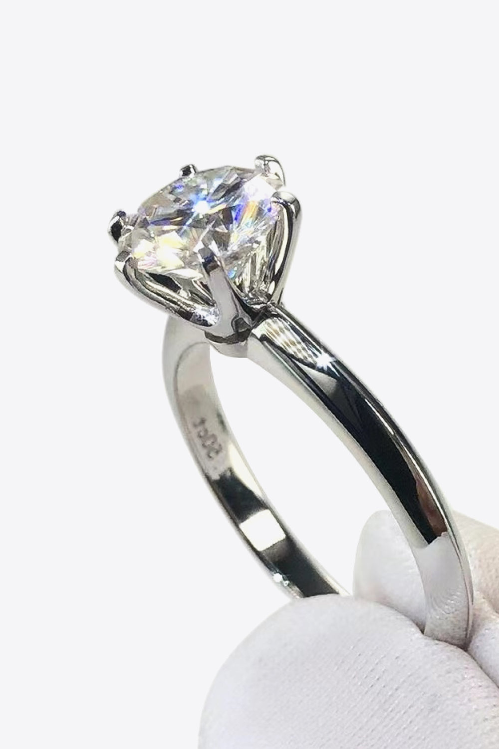 Adored Sterling Silver 3 Carat Moissanite 6-Prong Ring in Silver - women's ring
