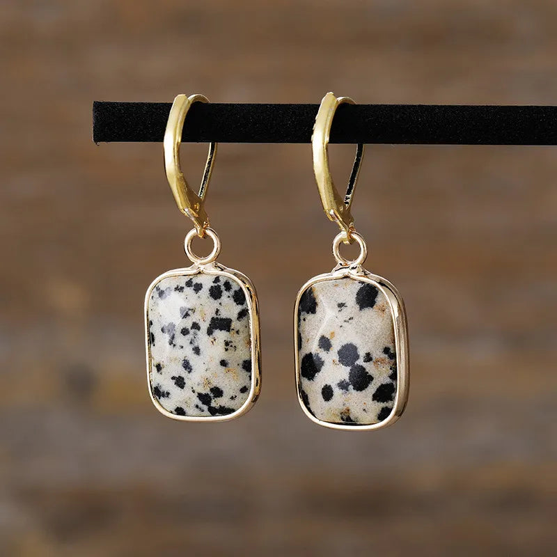 Copper Natural Stone Dangle Earrings - alternate earring view