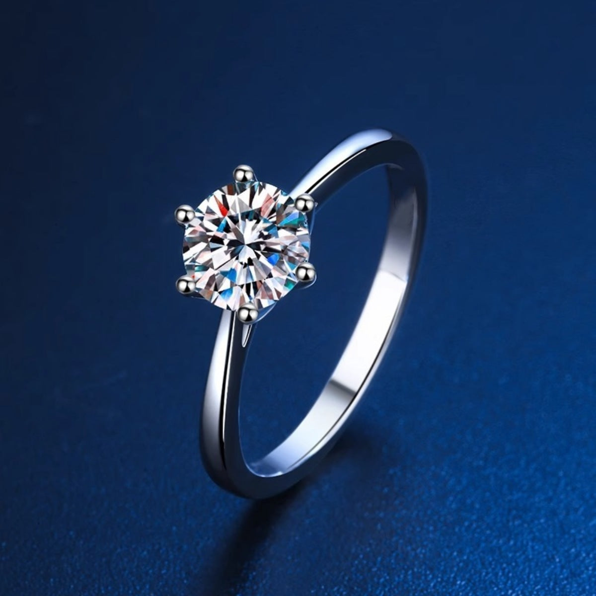 1 Carat Moissanite Sterling Silver Ring in Silver - women's ring