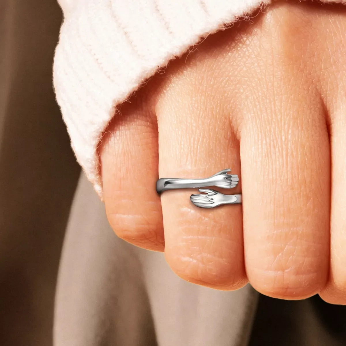 Sterling Silver Hug Bypass Ring in Silver - women's ring