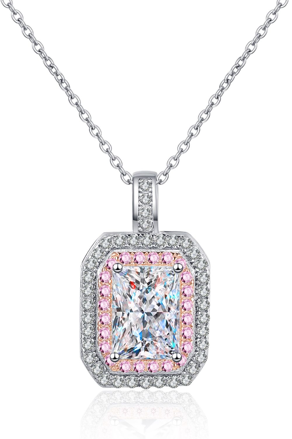 1 Carat Moissanite Geometric Pendant Chain Necklace - alternate necklace view
