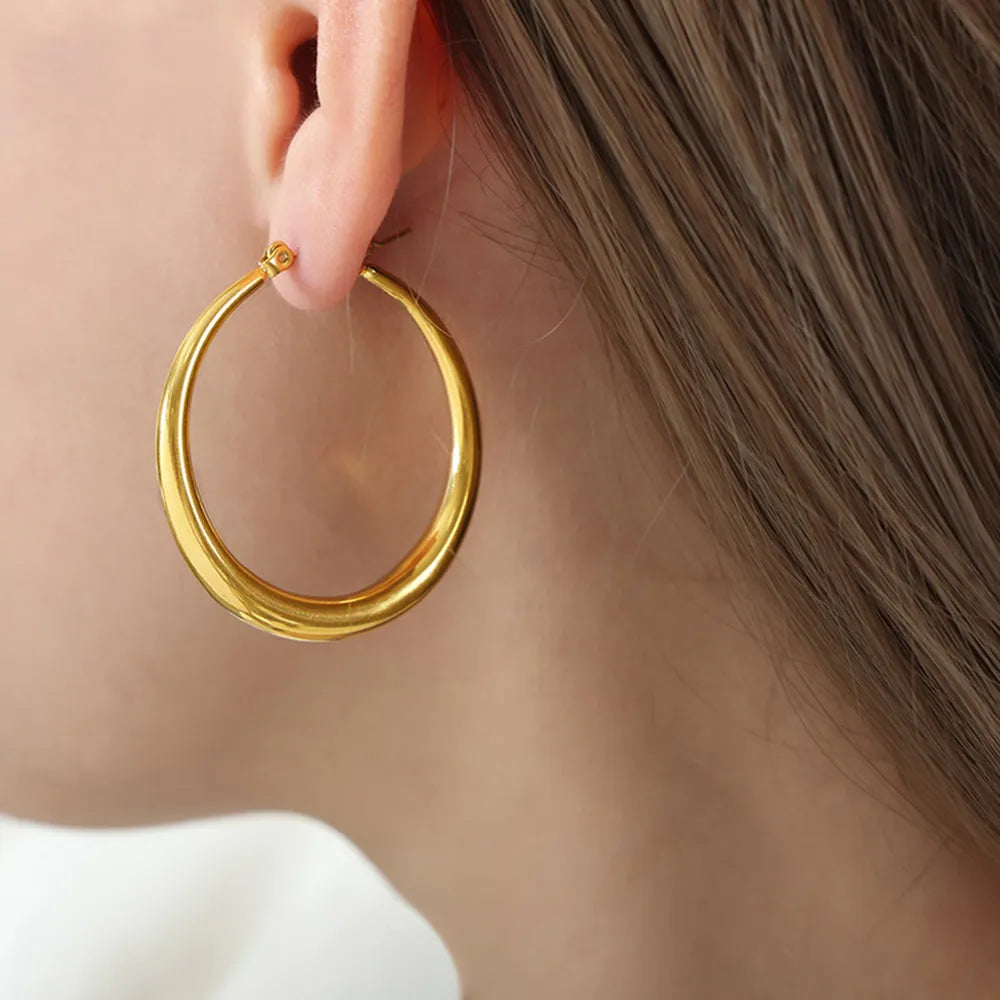 18K Gold-Plated Hoop Earrings - alternate earring view