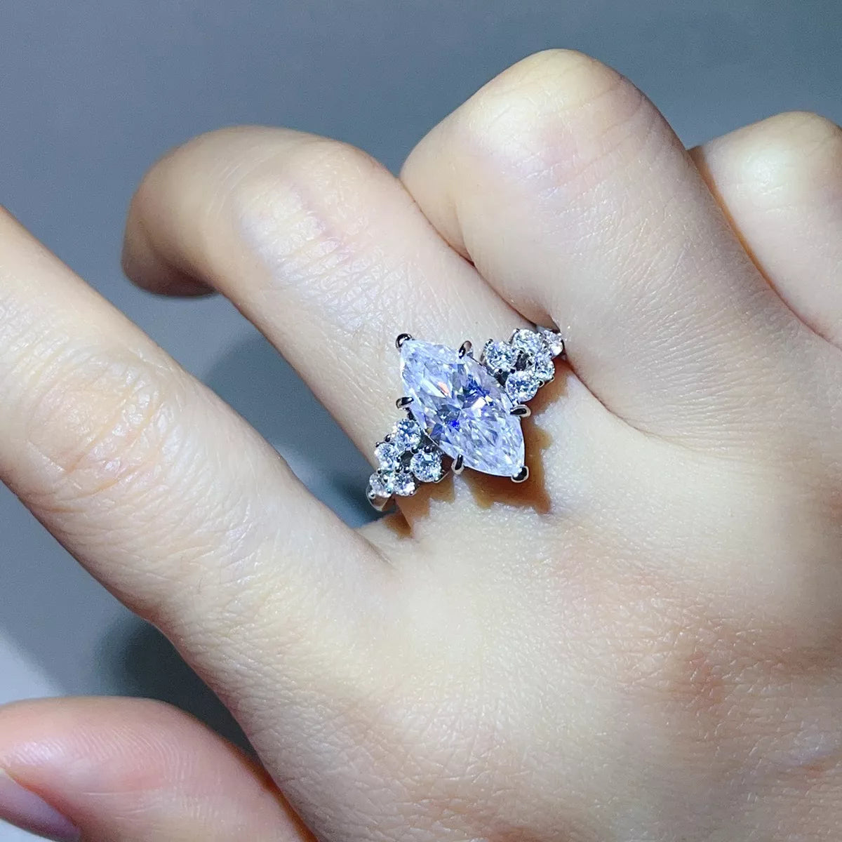 5 Carat Sterling Silver Moissanite Ring in Silver - women's ring