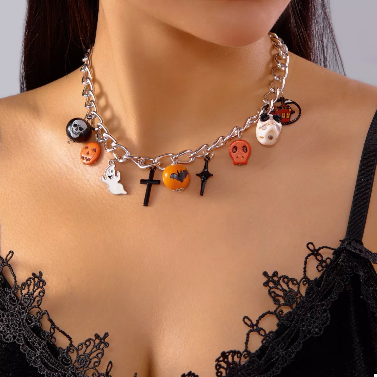 Halloween Charm Chain Necklace - alternate necklace view