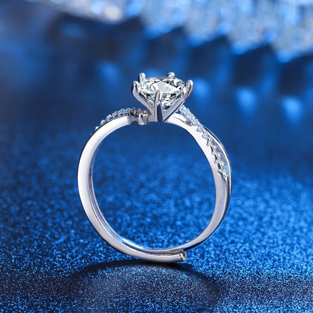 1 Carat Moissanite Sterling Silver Ring - alternate ring view