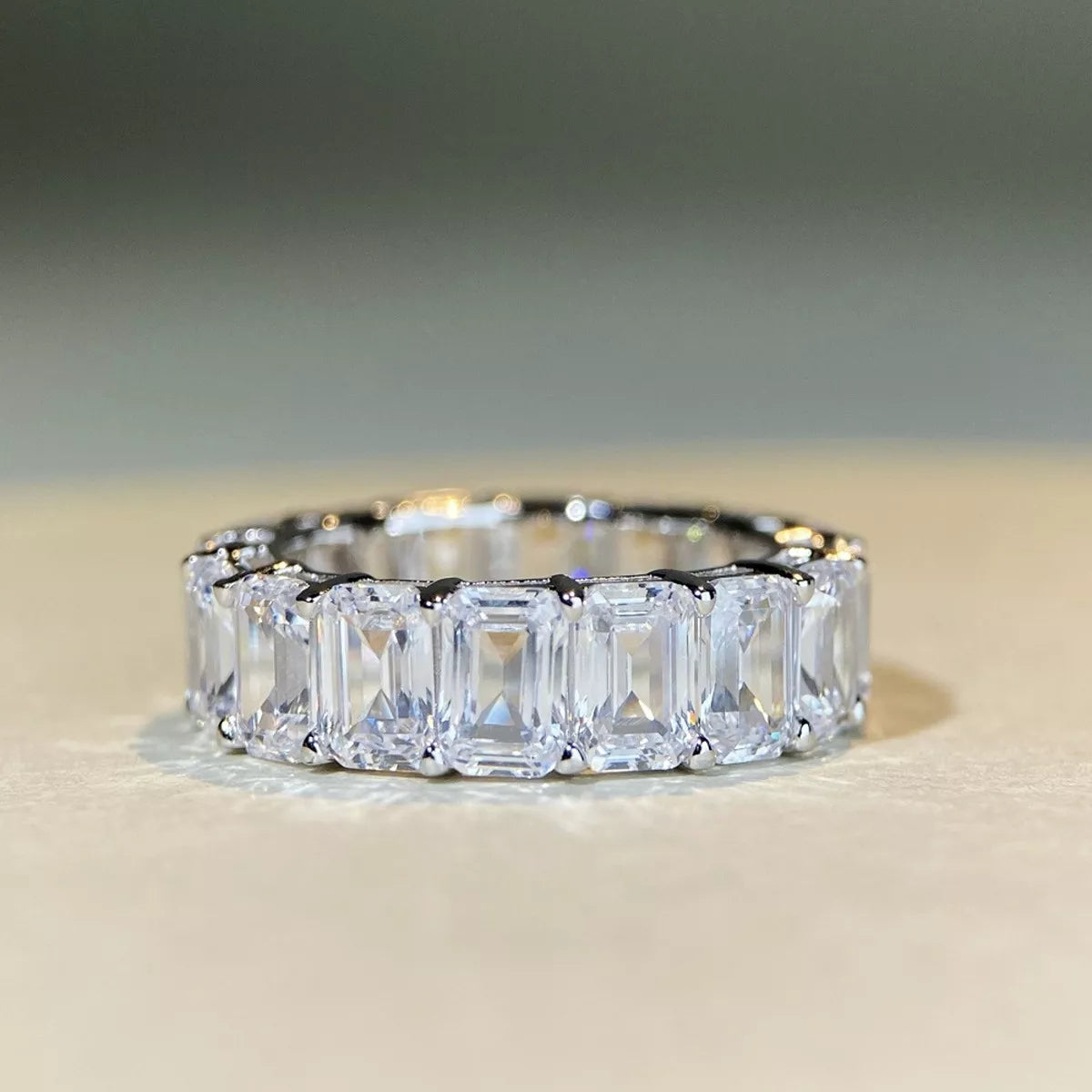 Sterling Silver Zircon Geometric Ring in Silver - women's ring