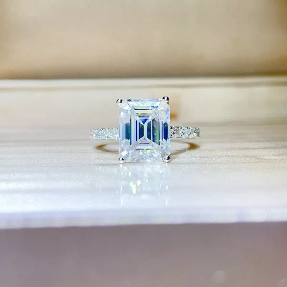 5 Carat Moissanite Sterling Silver Ring in Silver - women's ring