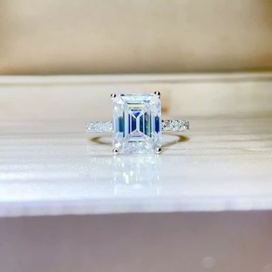 5 Carat Moissanite Sterling Silver Ring in Silver - women's ring